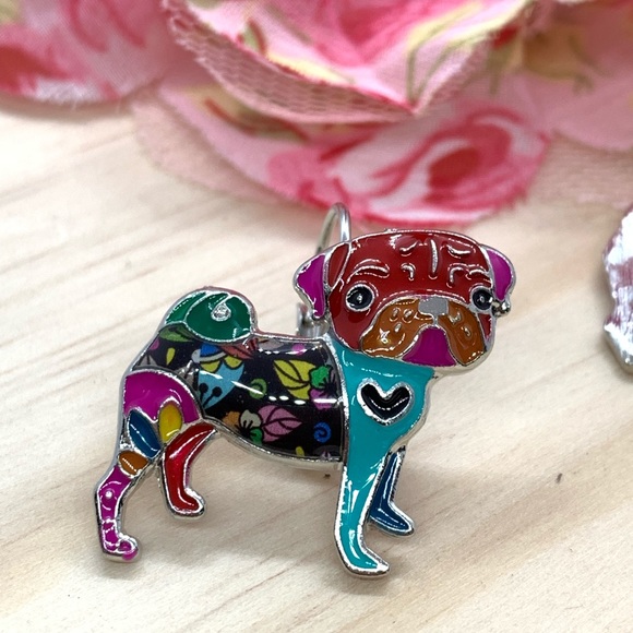 Enamel Dog Earrings - Picture 3 of 4